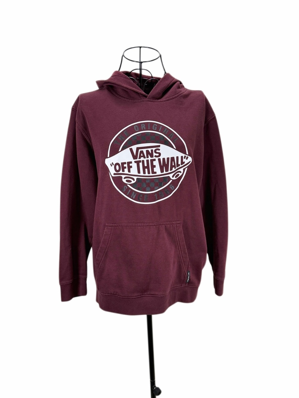 Vans Off The Wall Burgundy Maroon Checkerboard Logo Pullover Hoodie XL